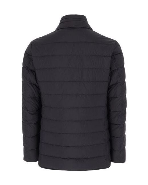 Herno Blue La Giacca High Neck Quilted Coat for men