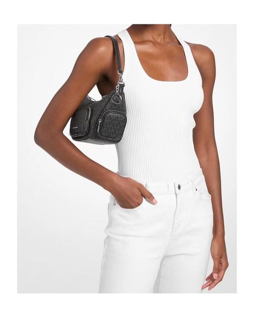 Michael Kors Black Merritt Small Signature Logo Convertible Crossbody Bag