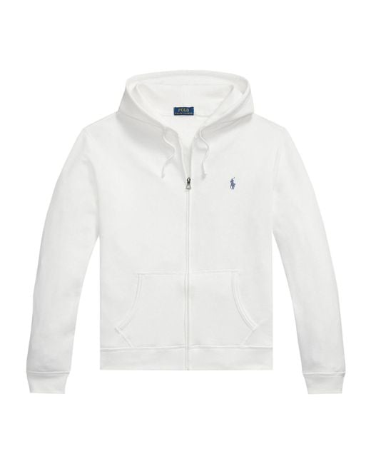Polo Ralph Lauren White Pony Embroidered Zip-Up Hoodie for men