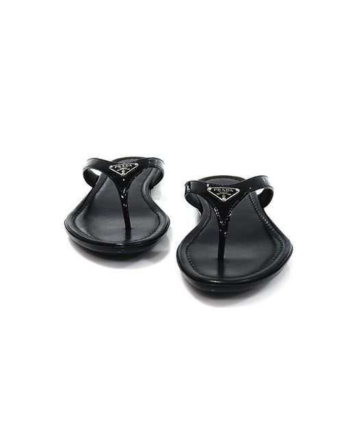 Prada Black Round-Toed Flip-Flops