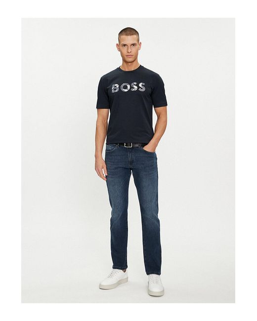 Boss Blue Logo-Appliqué Cotton T-Shirt for men