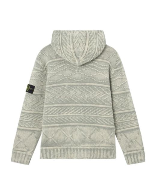 Stone Island Gray Oversized-Fit Zip-Up Hooded Jumper for men