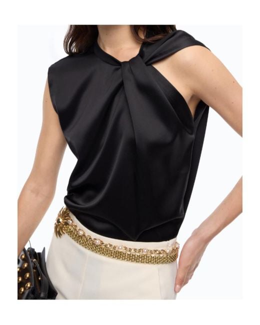 Pinko Black Sleeveless Satin Blouse