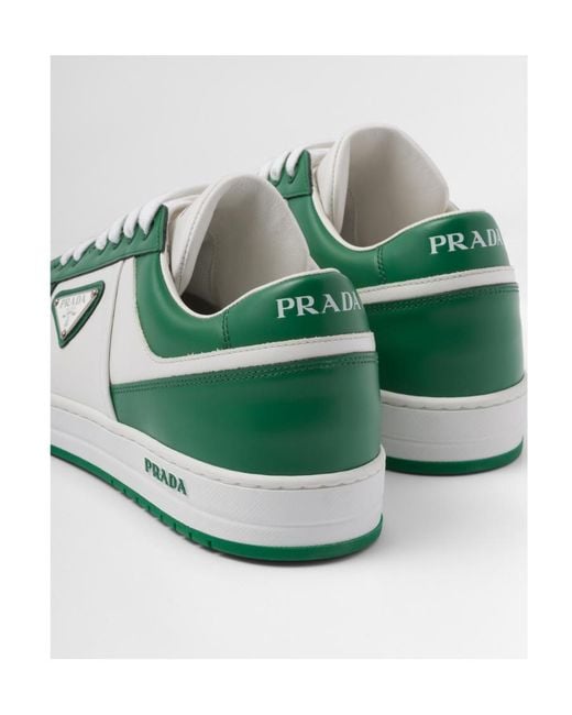 Prada Green Downtown Leather Sneakers for men