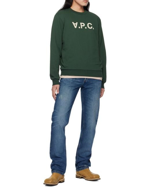 A.P.C. Blue Straight Leg Distressed Jeans for men