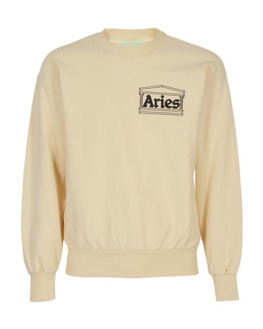 Aries White Logo Long-Sleeved Sweater for men