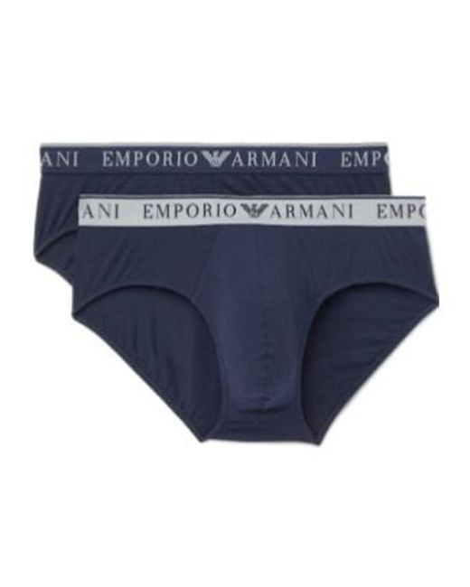 Emporio Armani Blue Elastic Waist Briefs Pants Two-Piece Set for men