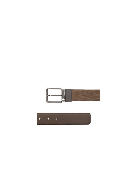 Zegna Brown Leather Textured-Buckle Belt for men