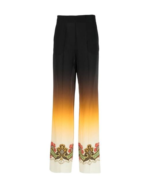 Etro Multicolor Ornamental Print Ombré Trousers