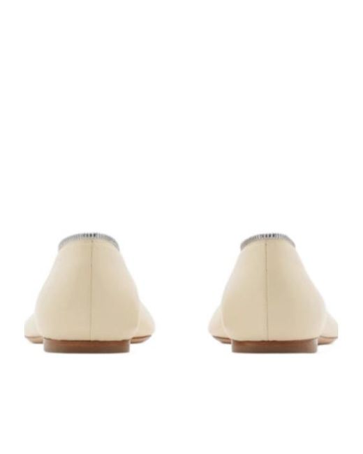 Burberry Natural Sadler Zip Round-Toe Ballerina Shoes