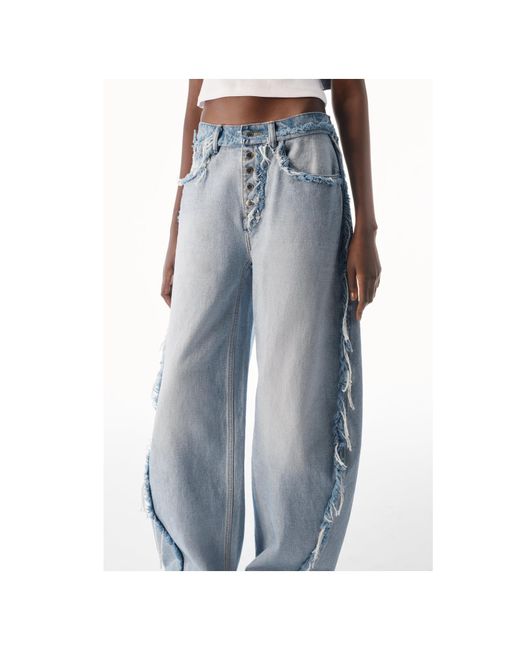 Alexander Wang Blue Mid-Rise Inverted Blow Up Jeans