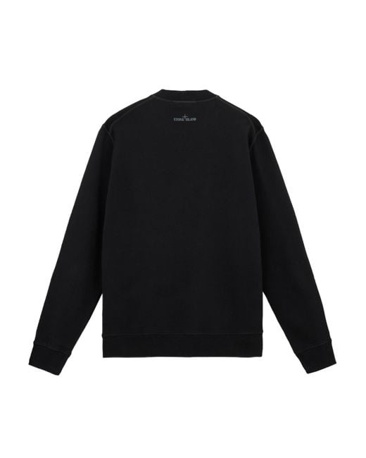 Stone Island Black Compass Detailed Crewneck Sweatshirt for men