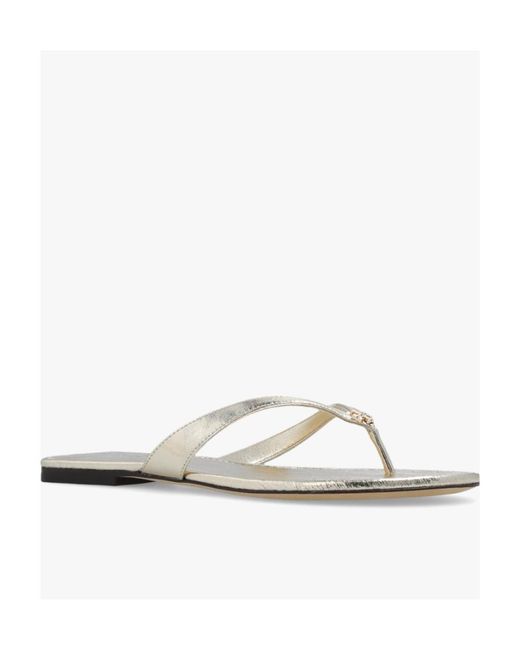 Tory Burch White Logo Detailed Flip Flops