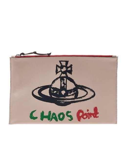 Vivienne Westwood Natural Orb-Print Leather Clutch Bag