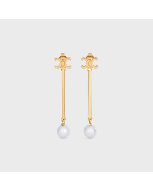 Céline White Les Perles Straight Earrings