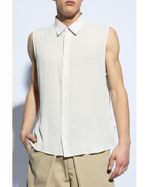 AMI White Sleeveless Buttoned Shirt for men