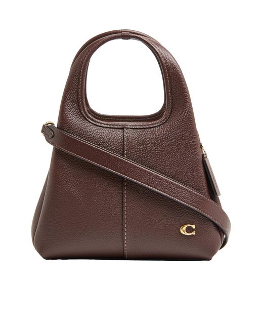 COACH Brown Lana 23 Polished Pebble Leather Shoulder Bag