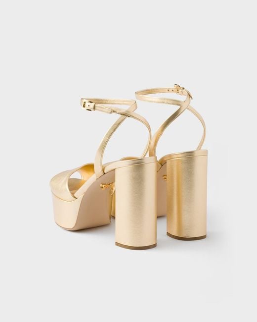 Prada Metallic Mordoré Nappa Leather Platform Sandals