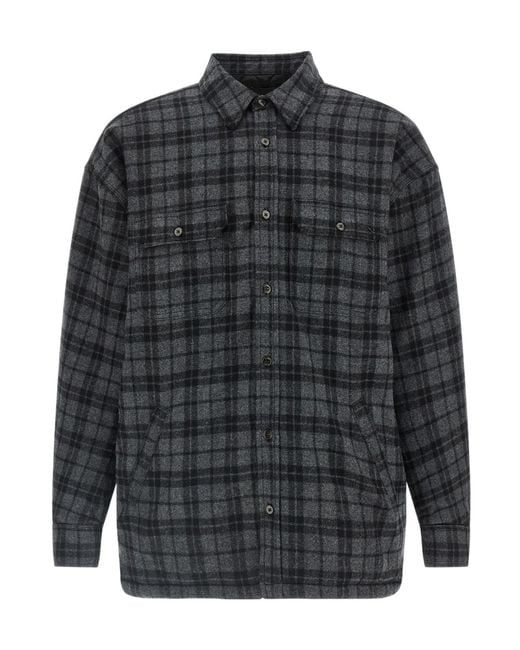 Willy Chavarria Gray Check Quilted Overshirt Jacket for men