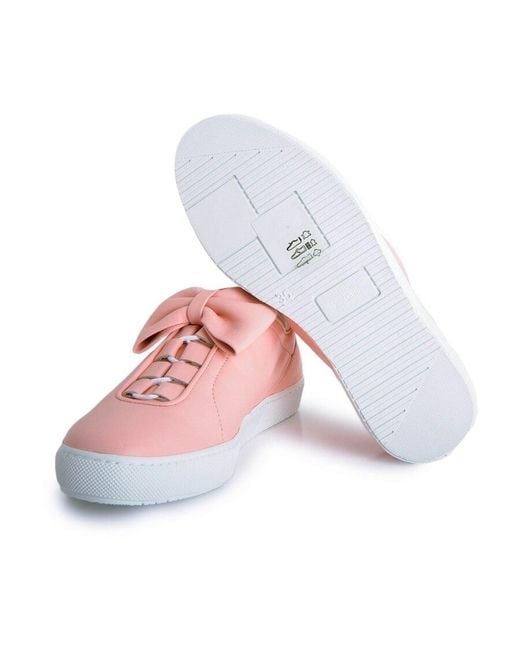 Moschino Pink Bow-Decorated Casual Sneakers