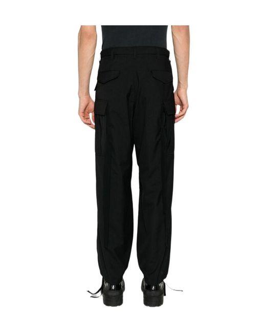Sacai Black Suiting Drawstring Ankle Cargo Trousers for men