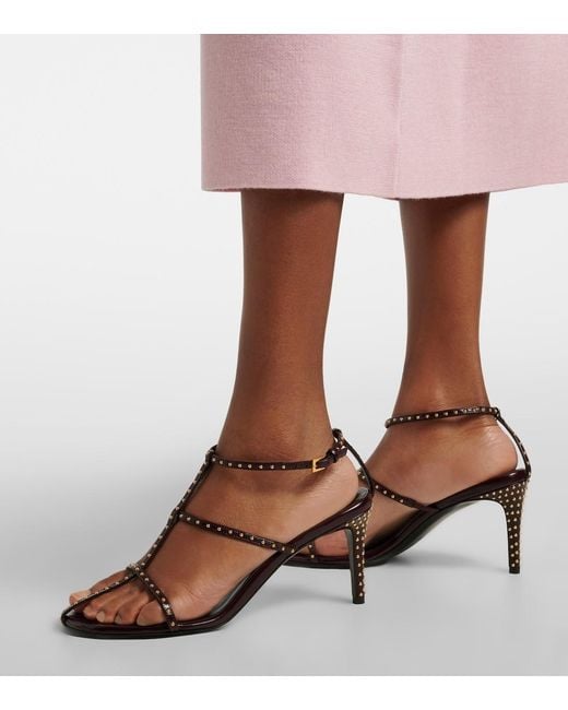 Khaite Black Cage Studded Leather Sandals