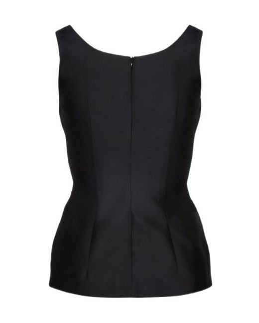 Magda Butrym Black Ruffled Sleeveless Top