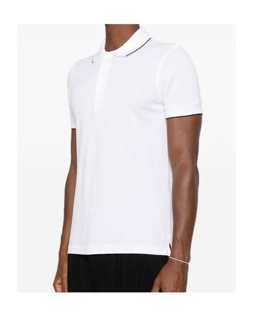 Tom Ford White Tipping-Detail Short-Sleeve Polo Shirt for men