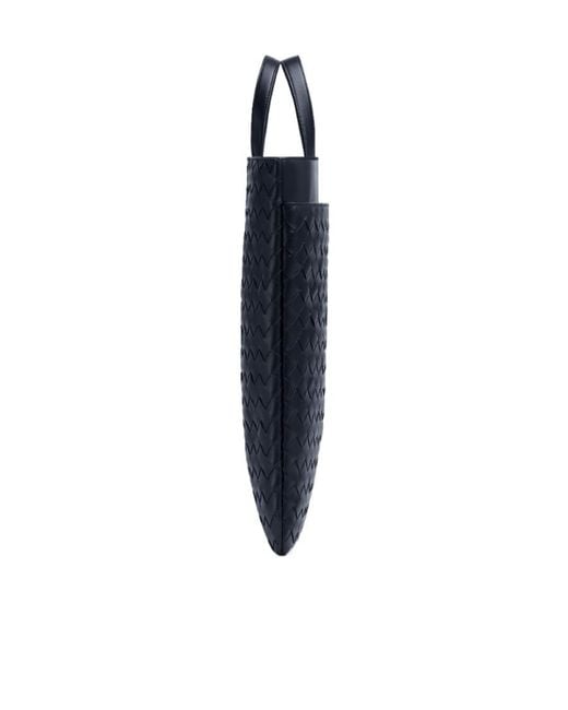Bottega Veneta Blue Intrecciato Laptop Case With Handle for men