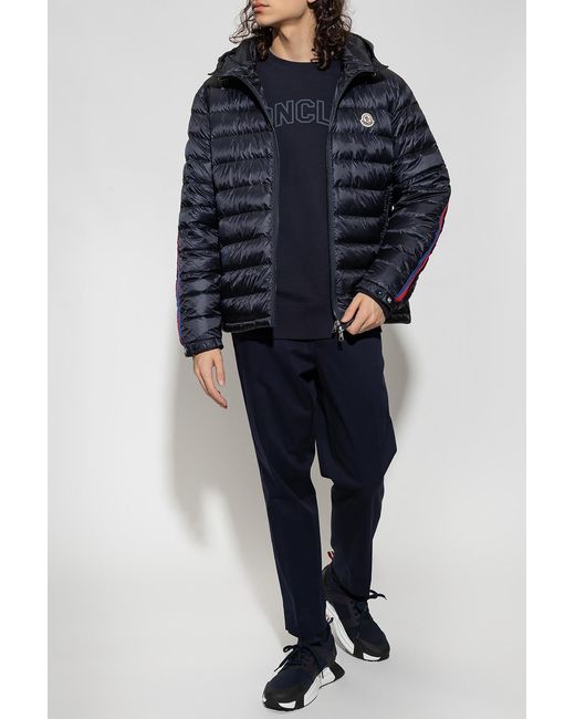 Moncler Blue Agout Logo-Patch Puffer Jacket for men