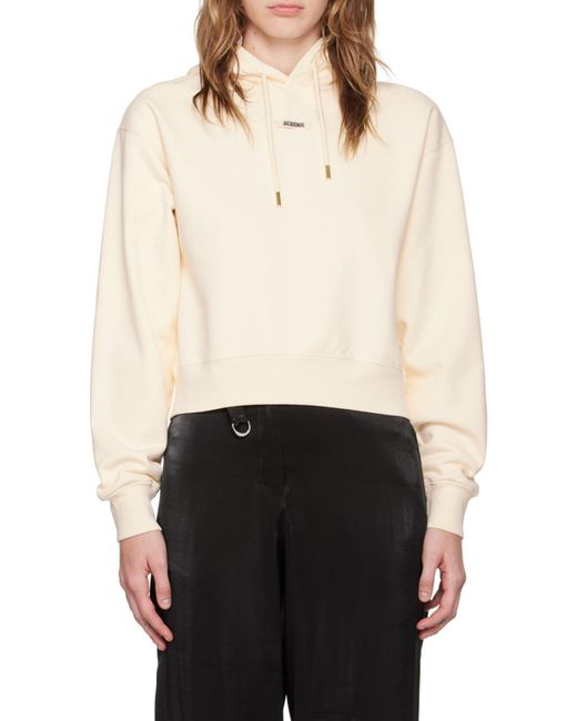 Jacquemus White Logo Patch Drawstring Hoodie