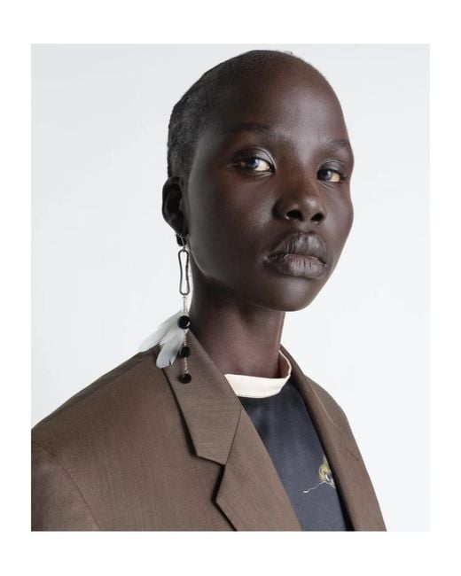 Lemaire White Onyx Feather Dot Earrings