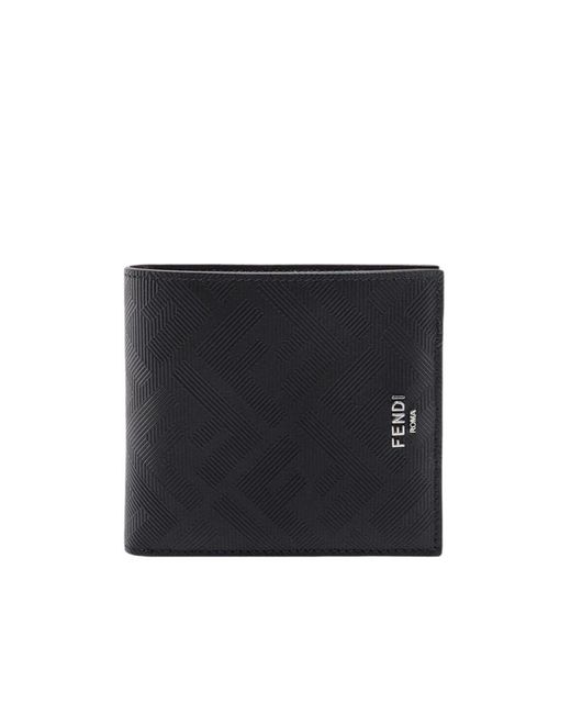 Fendi Blue Logo Printed Bi-Fold Wallet for men
