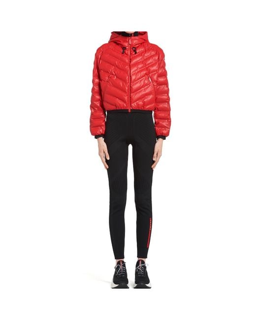 Prada Red Light Nylon Hooded Puffer Jacket