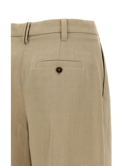 Brunello Cucinelli Natural Fluid Twill Sartorial Bermuda Shorts