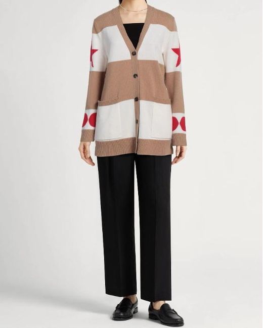 Max Mara White Striped Knit Cardigan