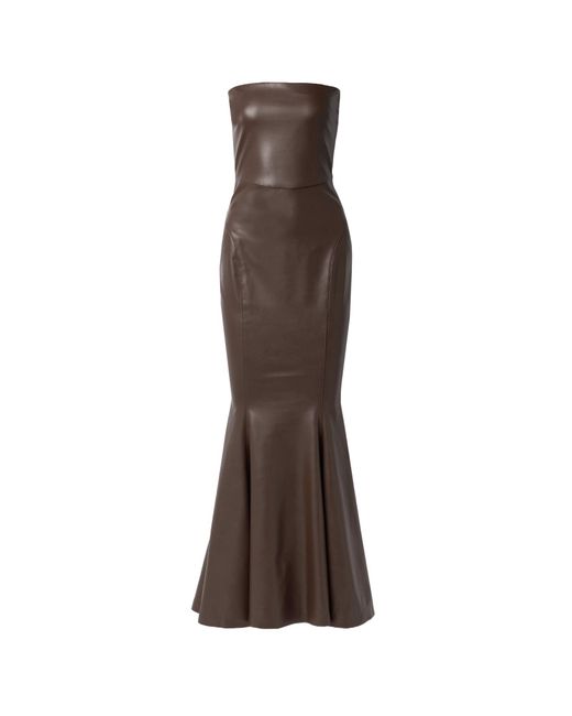 Norma Kamali Brown Strapless Imitation Leather Dress