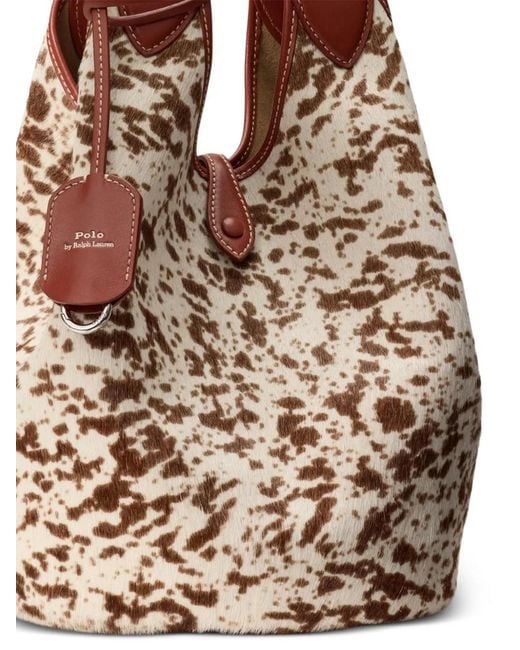 Polo Ralph Lauren Metallic Logo-Detail Leather Tote Bag