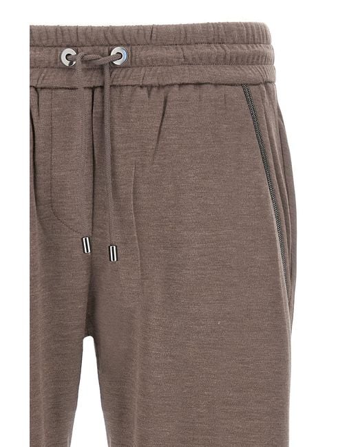 Brunello Cucinelli Gray Drawstring Tapered Sweatpants