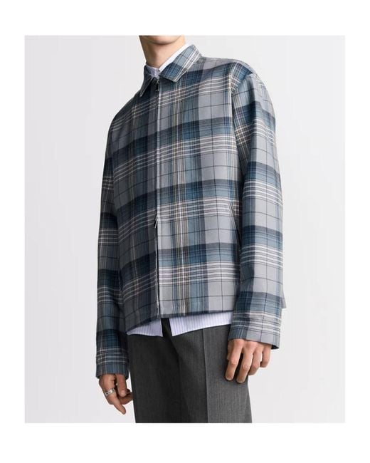 Dior Blue Homme Checked Zipped Shirt for men