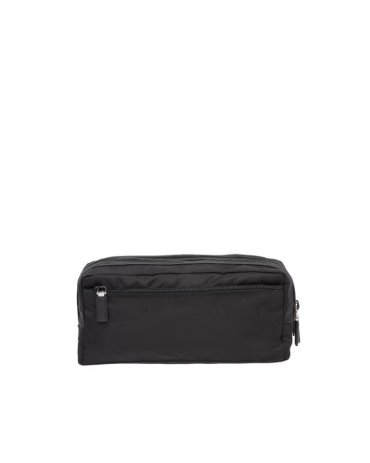 Prada Black Re-Nylon And Saffiano Leather Travel Pouch for men