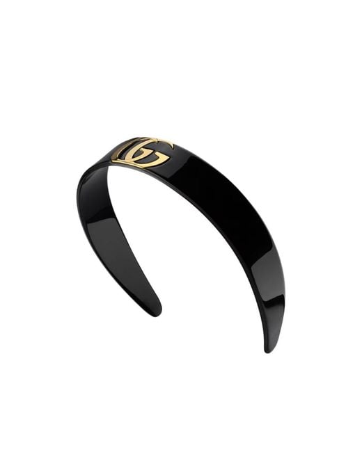 Gucci Black Hair Band With Double G