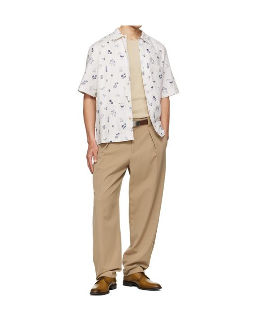 Paul Smith White Printed Short-Sleeved Shirt for men