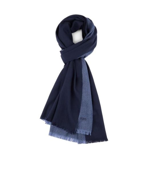Tod's Blue Brushed Cashmere-Blend Scarf for men