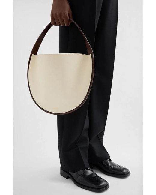 Jil Sander White Pivot Logo Embossed Shoulder Bag