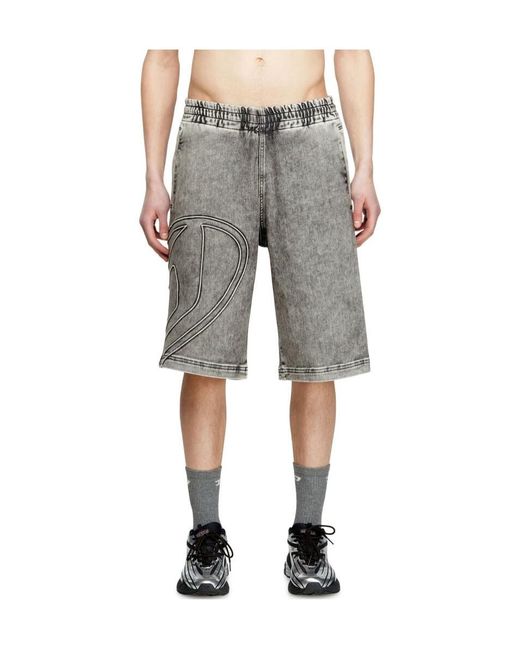 DIESEL Gray D-Enny-S Track Denim Bermudas for men