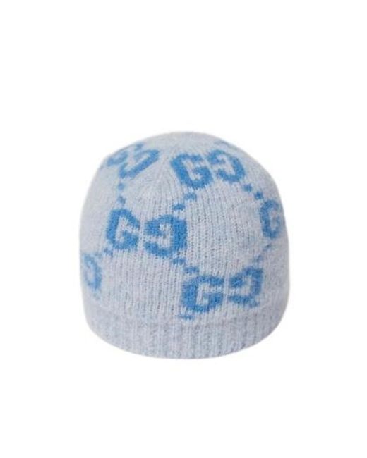 Gucci Blue Gg Alpaca Blend Hat