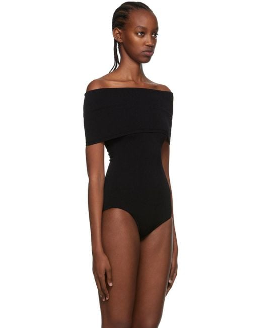 Alaïa Black Alaïa Off-Shoulder Stretch Bodysuit