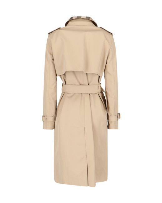 Burberry Natural Belted Double-Breasted Checked Trench Coat
