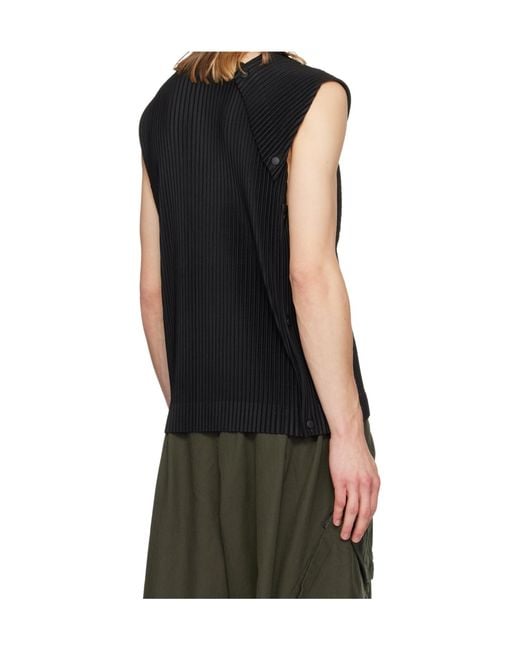 Homme Plissé Issey Miyake Black Pleated Vest for men